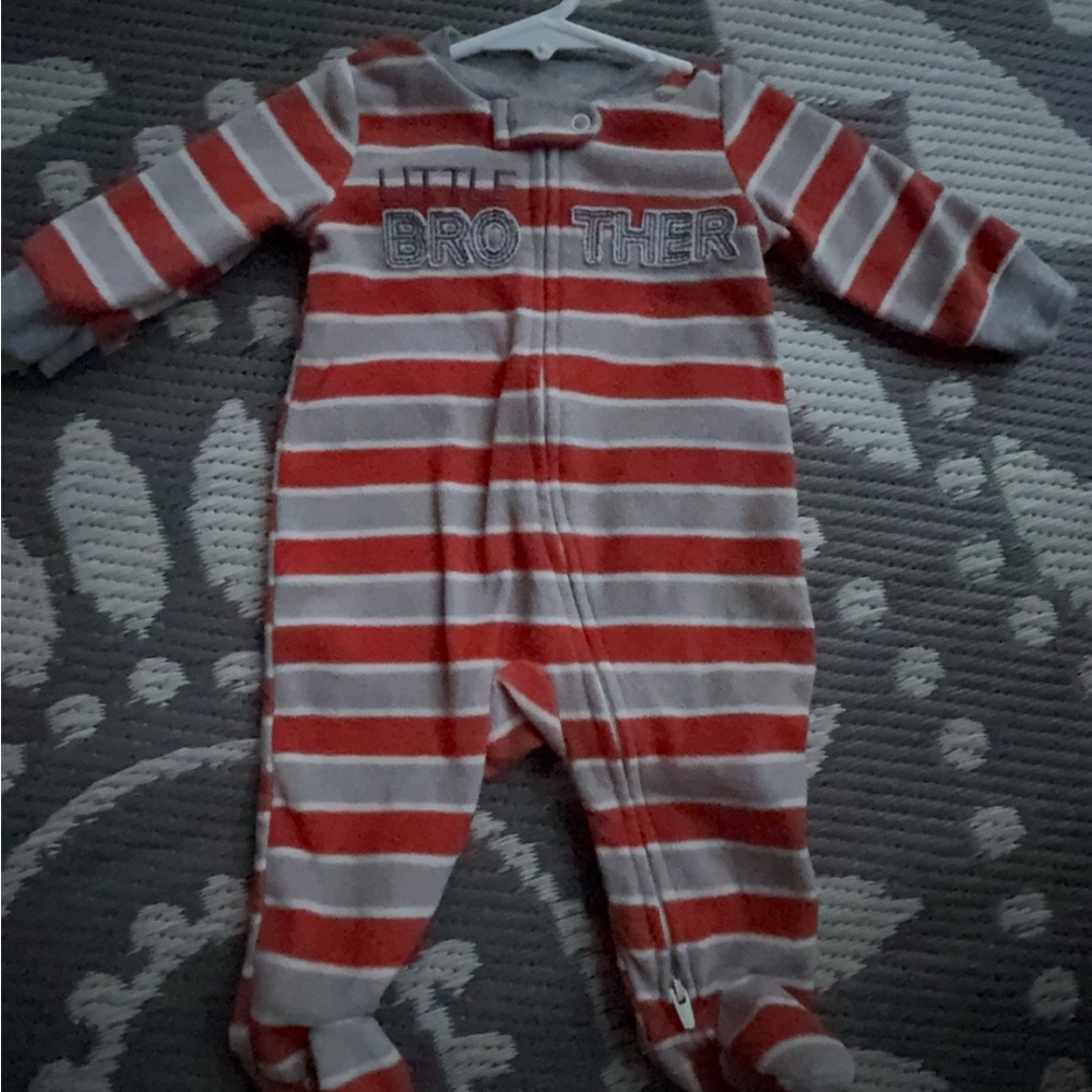Carter's Red and Gray Footie One Piece with Built-in Feet